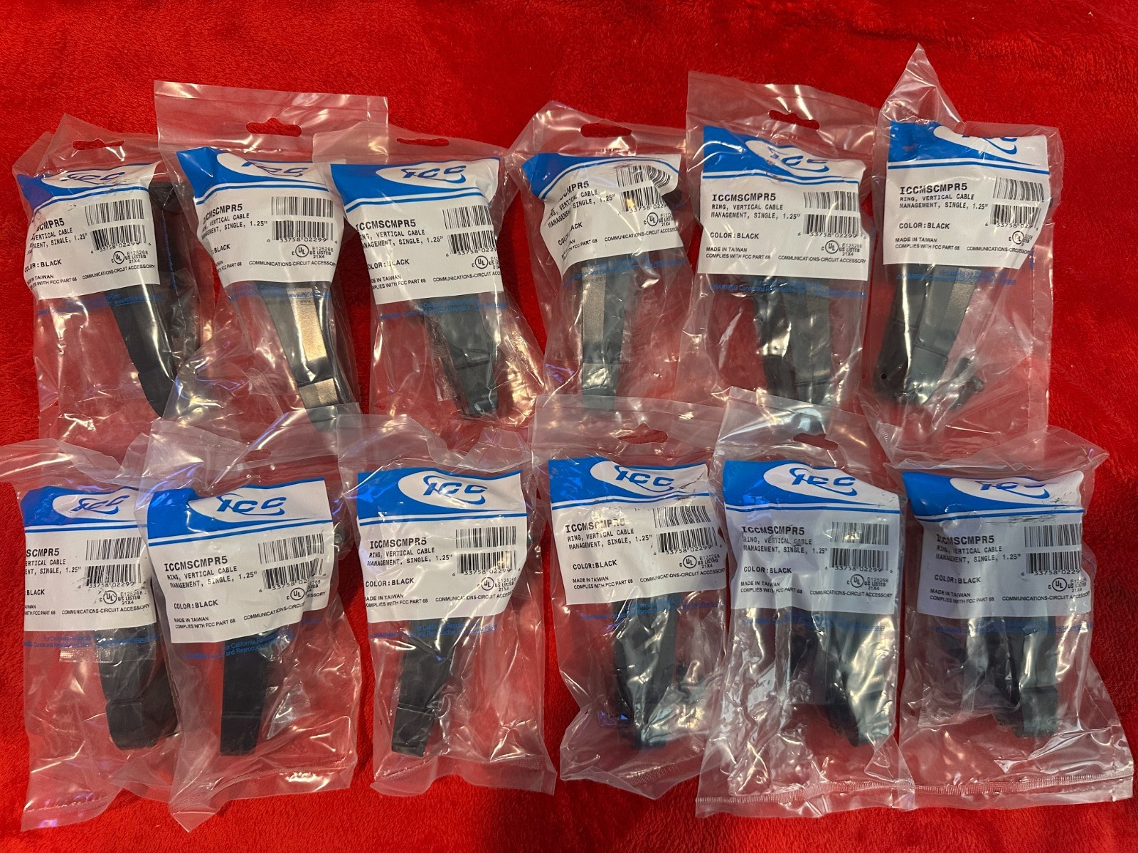 Set of 12 - ICCMSCMPR5 Ring, Vertical Cable Management - 1.25"