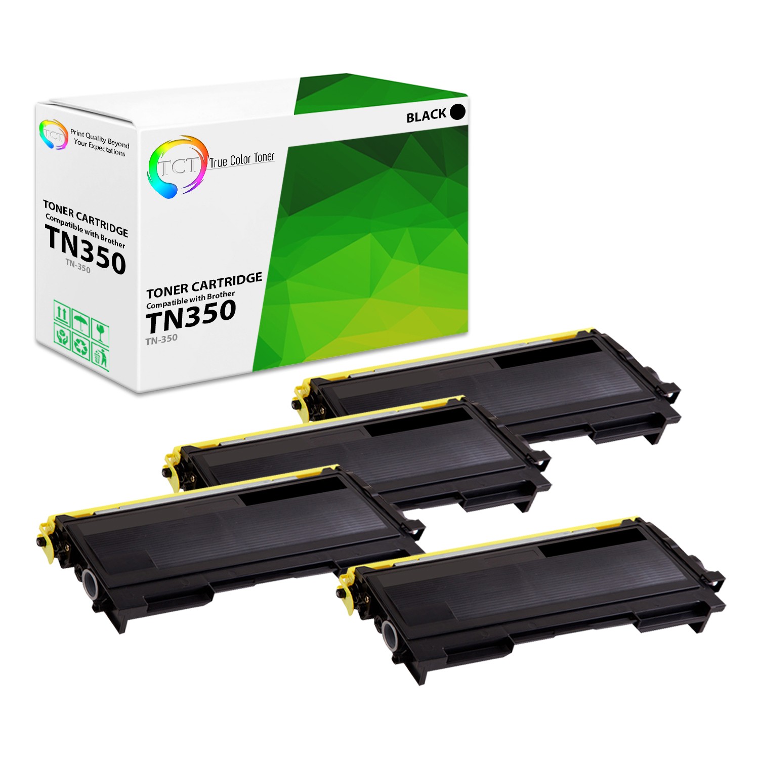 TCT 4 TN350 Black Compatible Toner For Brother HL 2040 2070 MFC 7420 IntelliFax