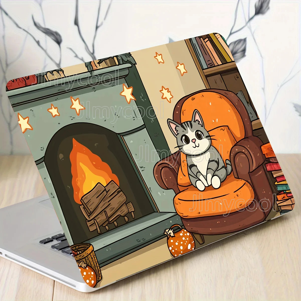 2 Pieces Cute Cat Cozy Room Skin Sticker Scratch Resistant for Laptops and Cars