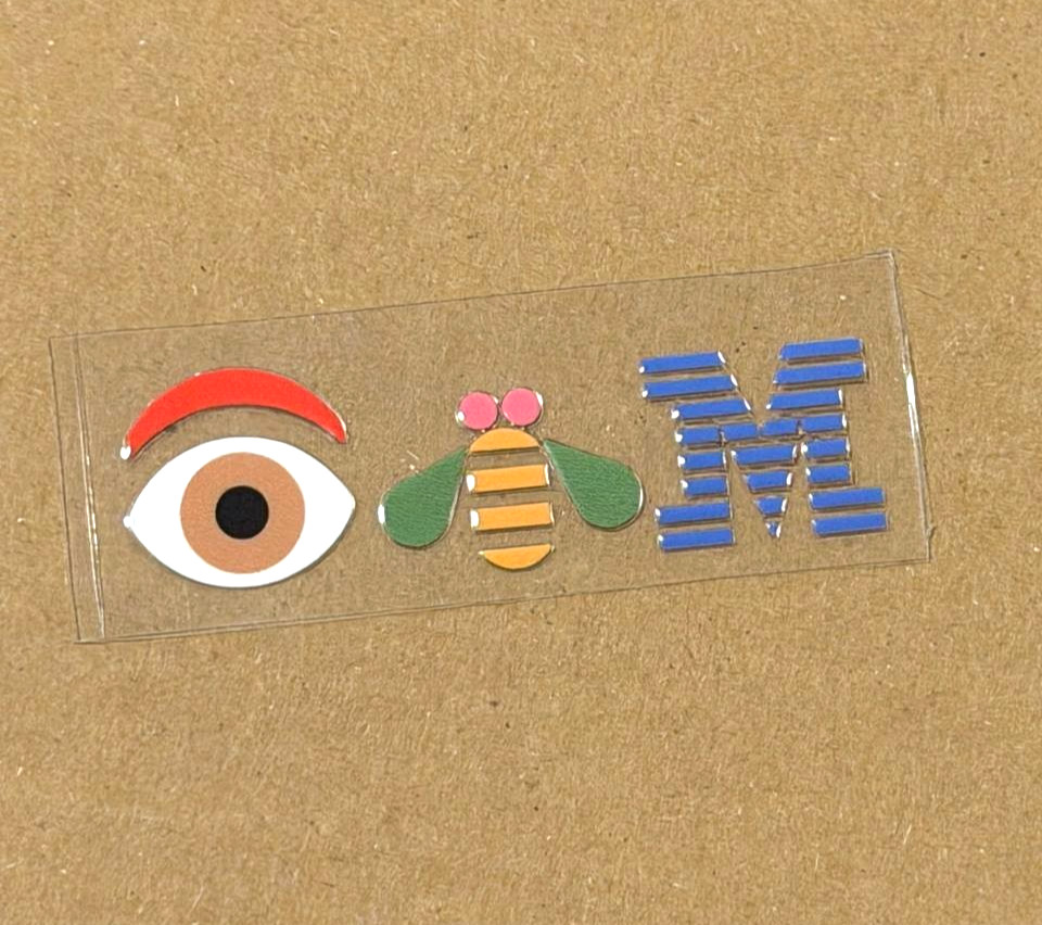 1 x Crystal Sticker label Decal for IBM Iconic Logo "EYE BEE M",   70mm x 20mm