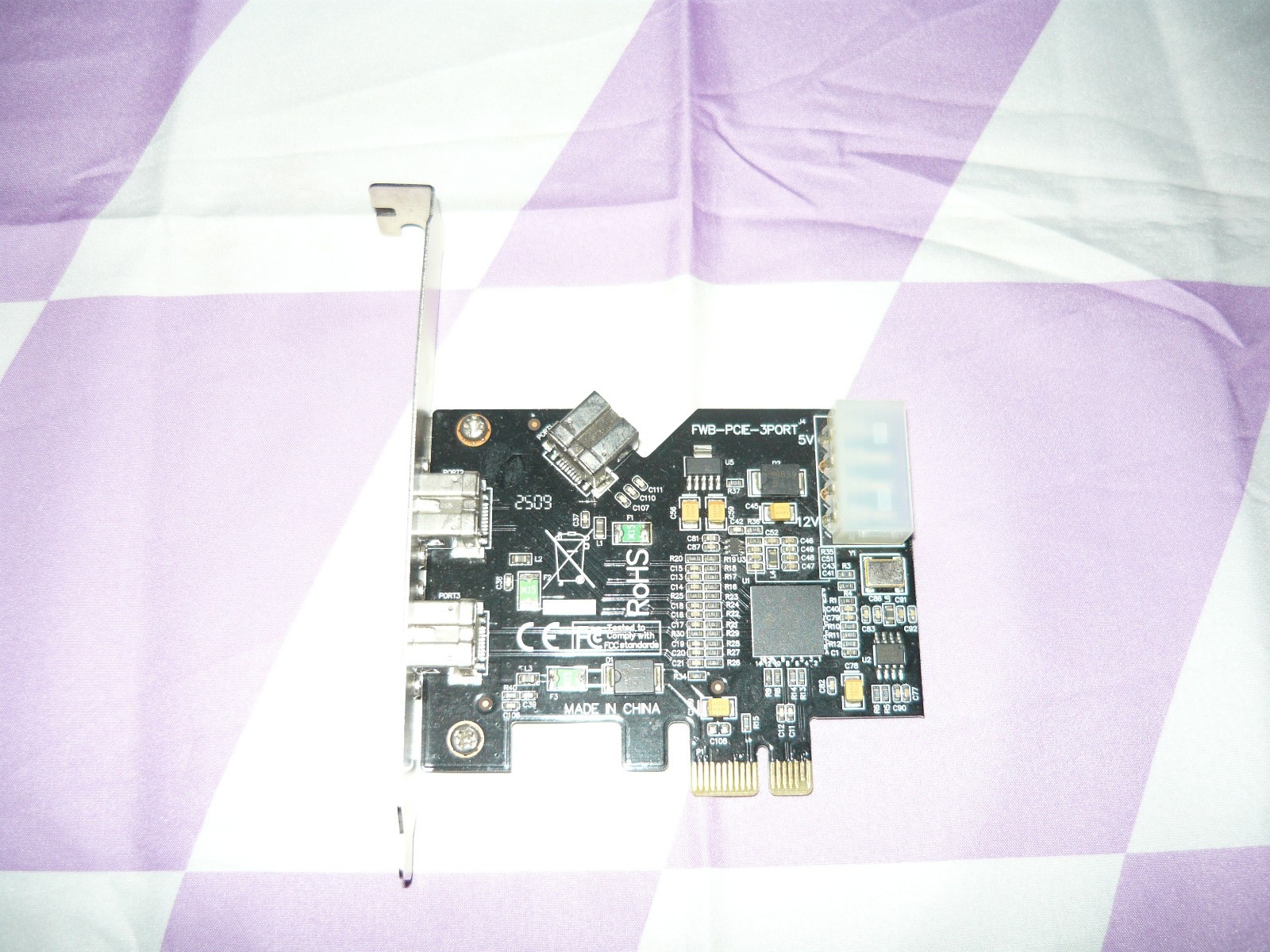 PCI Express x1 3 Port FireWire 800 Card IEEE 1394 FWB-PCIE-3PORT Used