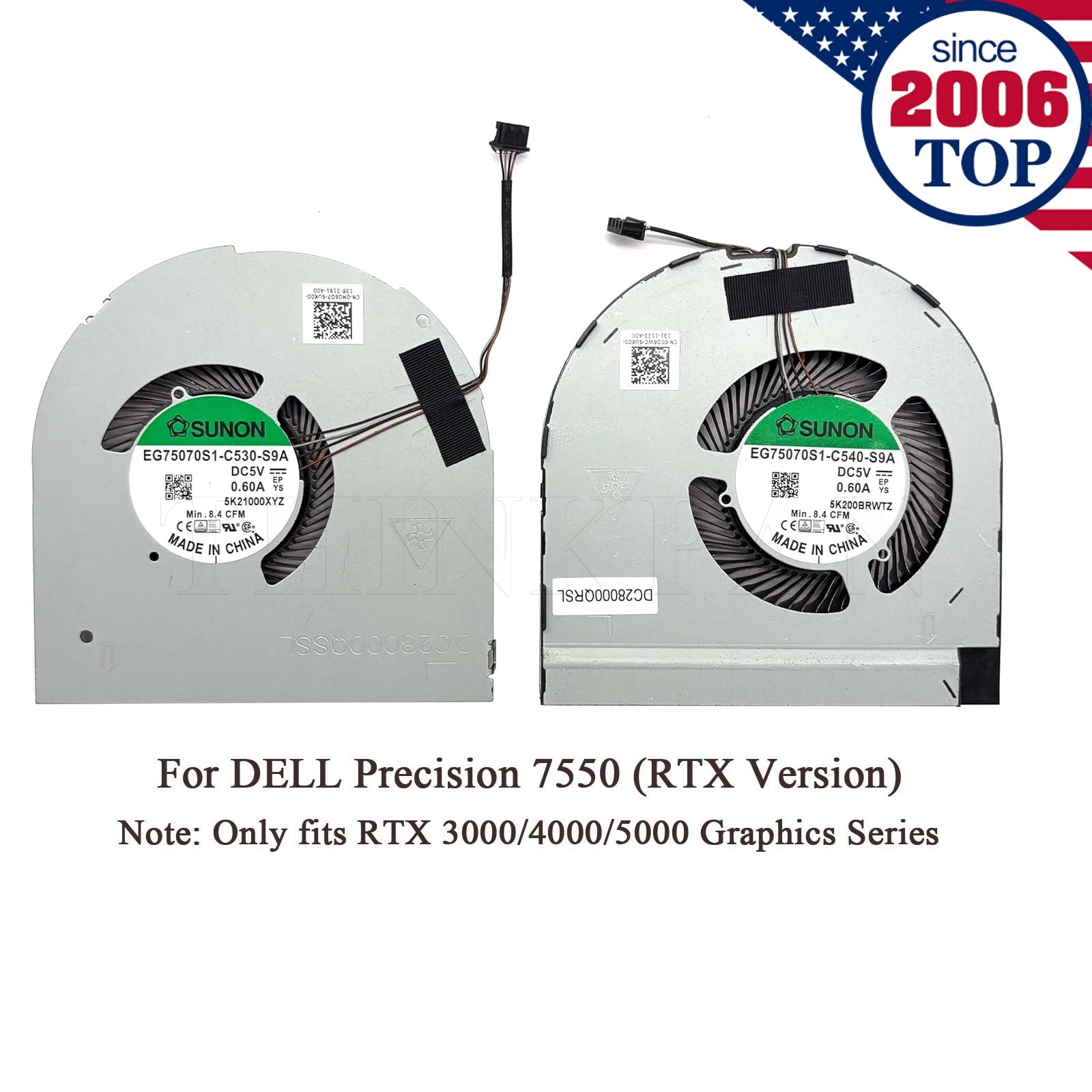 New CPU+GPU Cooing Fan for DELL Precision 7550 RTX 0CD6WC 0M06D7 5V fan