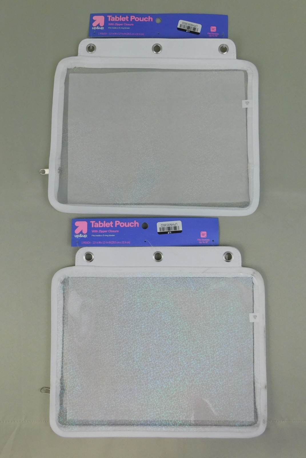 2pc Lot 3 Ring Binder Tablet Pouch Iridescent Zipper Closure Devices up to 13"