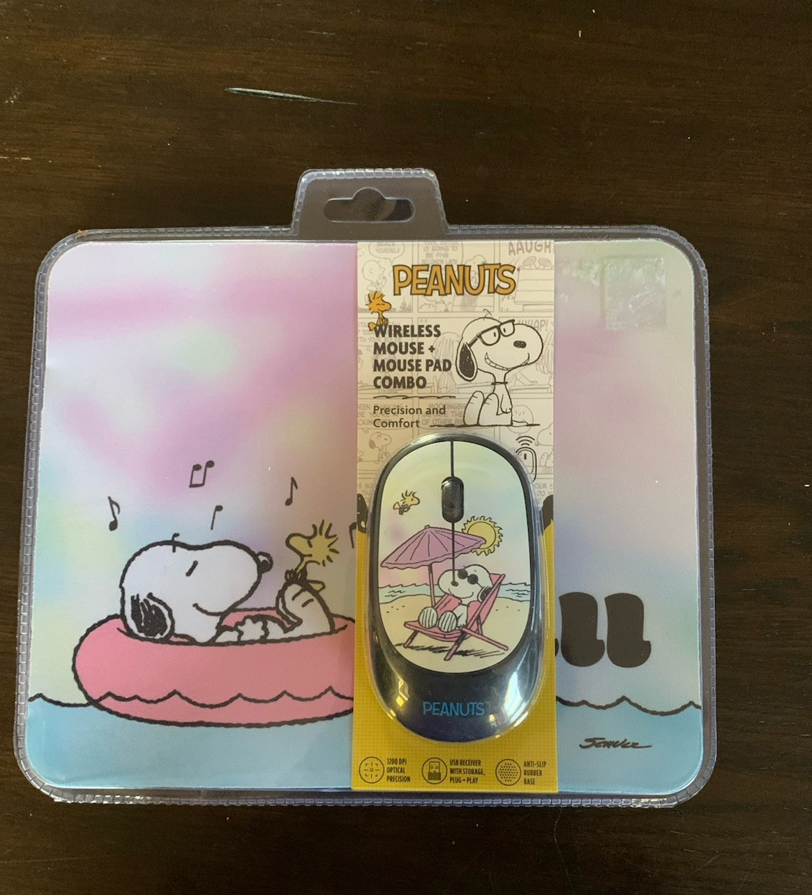 Peanuts Wireless Mouse + Mouse Pad Combo Silent Click 1200 DPI USB Receiver
