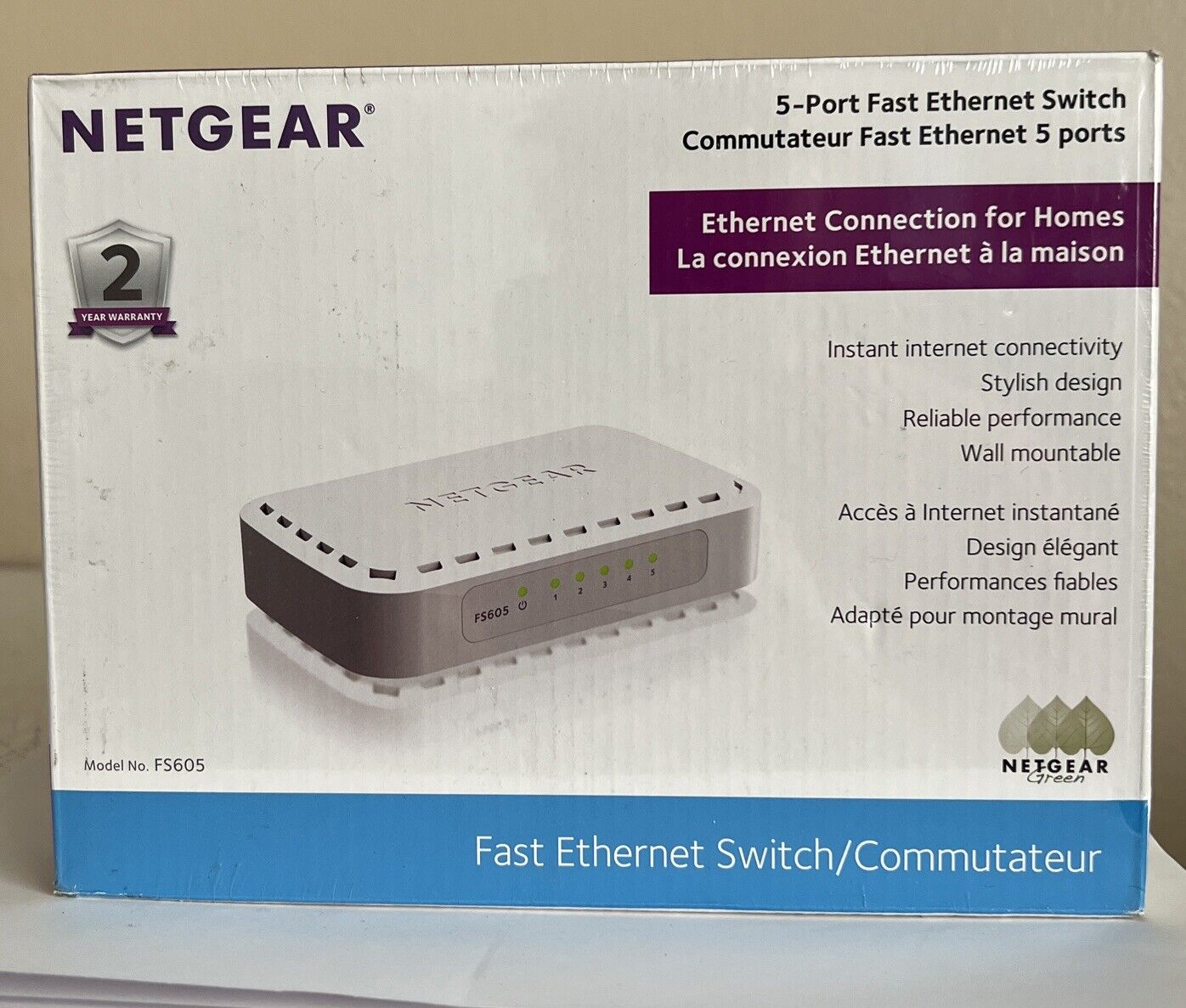 Netgear FS605NA 5-Port Fast Ethernet Switch FS605 New Sealed Box