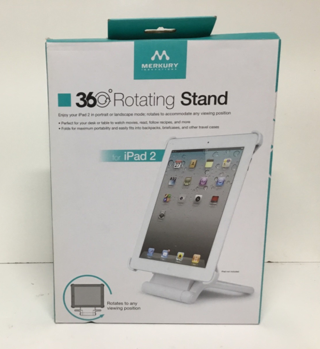 Merkury Innovations 360° Rotating Foldable Desktop Stand for Apple iPad 2 White