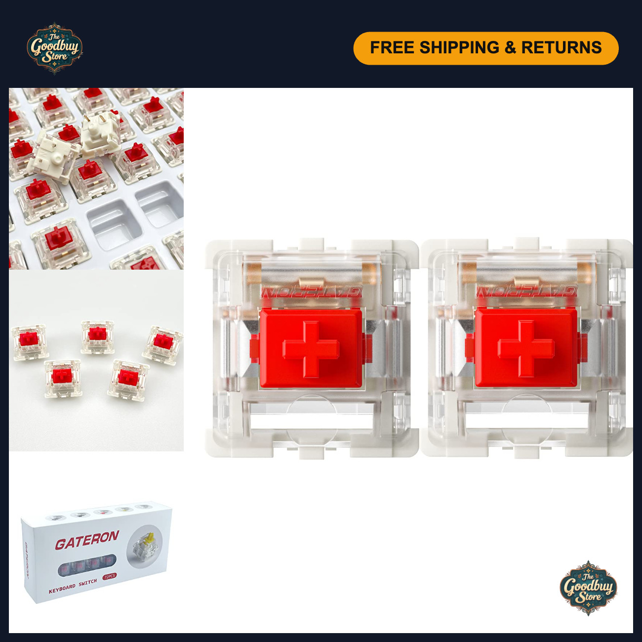 72 Pcs Pre-Lubed Gateron Red Pro Switches 3pin RGB SMD Linear for Gaming Keyboar