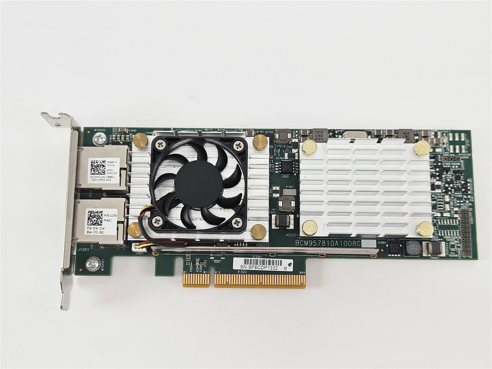 Dell 0HN10N Broadcom Dual Port 10GbE RJ45 PCIe x8 Low Profile NIC