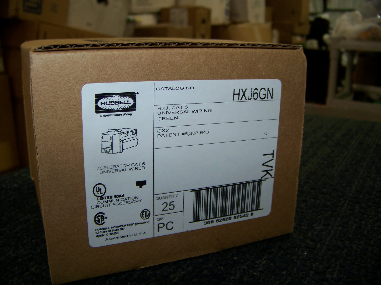 Hubbell HXJ Cat 6 Universal Wiring Green 25 ea. HXJ6GN New