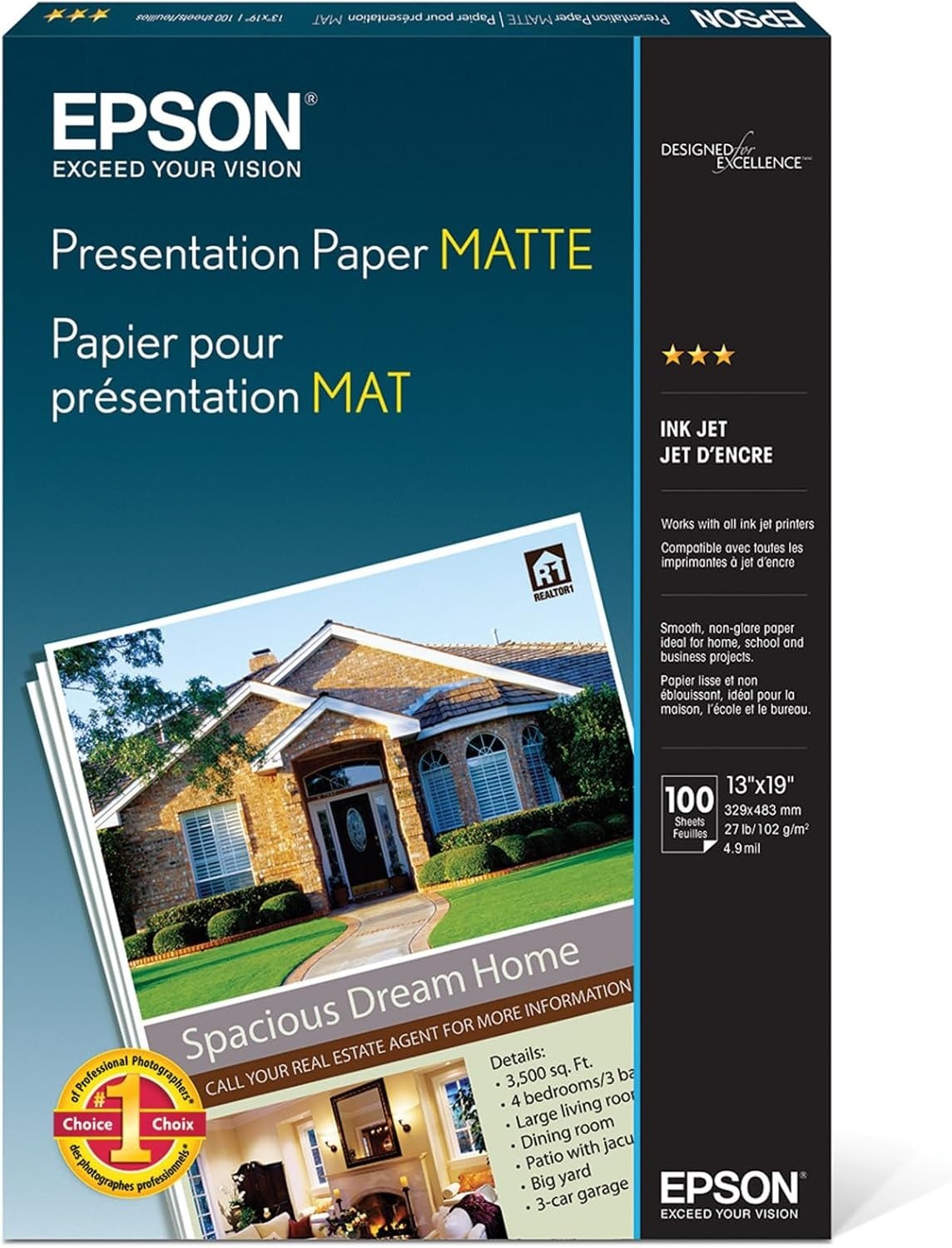 Epson S041069-L Presentation Matte Paper 13x19 100 Sheets 
