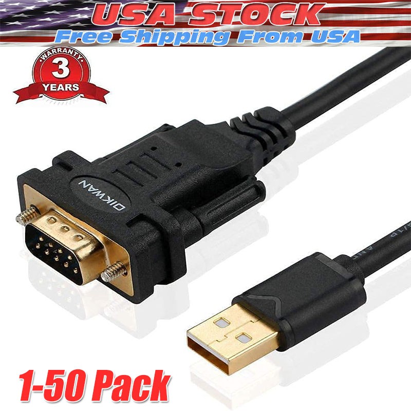 USB to RS232 Adapter with FTDI Chipset, 3ft USB 2.0 Male to RS232 Female DB9 Lot