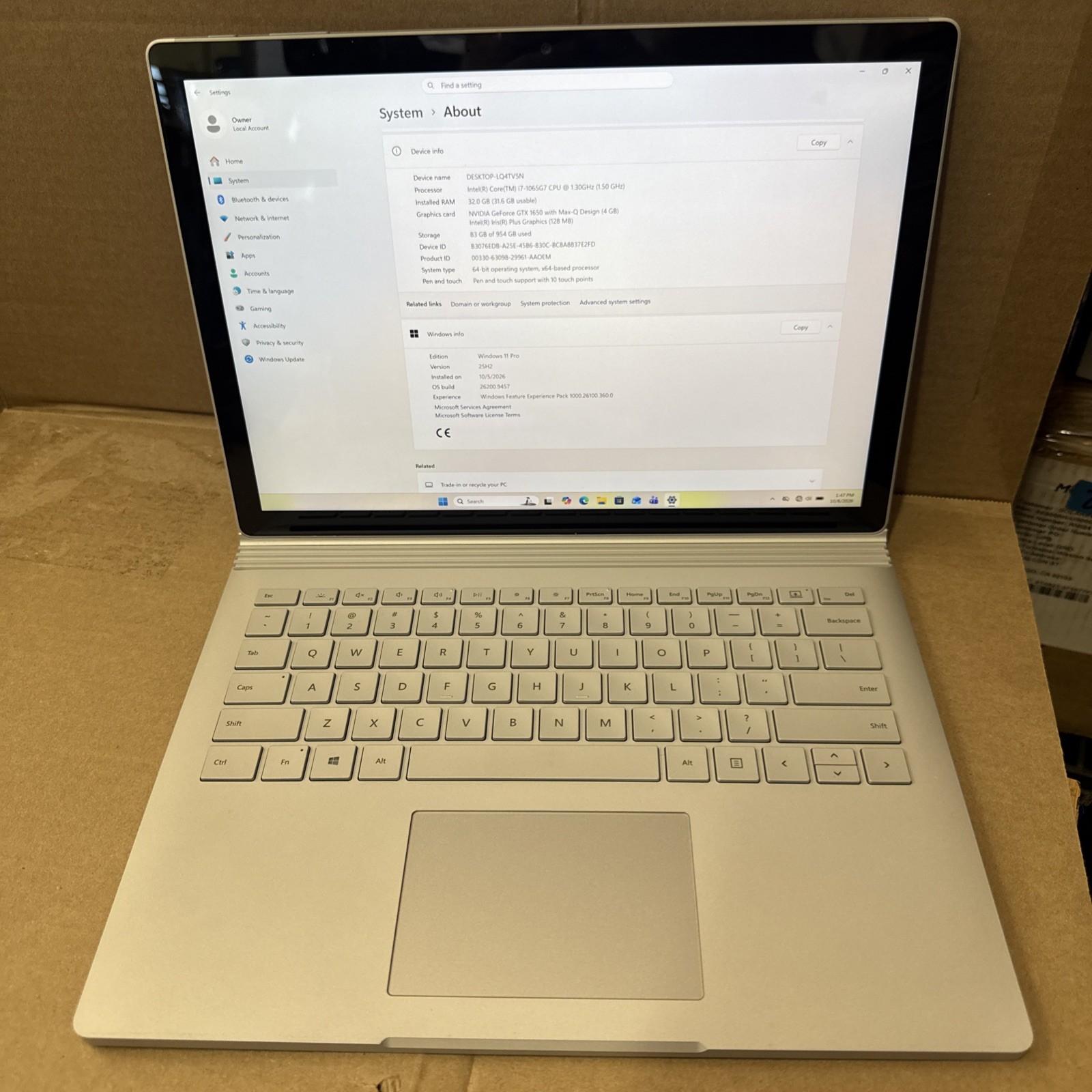 Microsoft Surface Book 3 Core i7-1065G7 32GB RAM 1TB SSD GTX 1650 TOUCH W11P