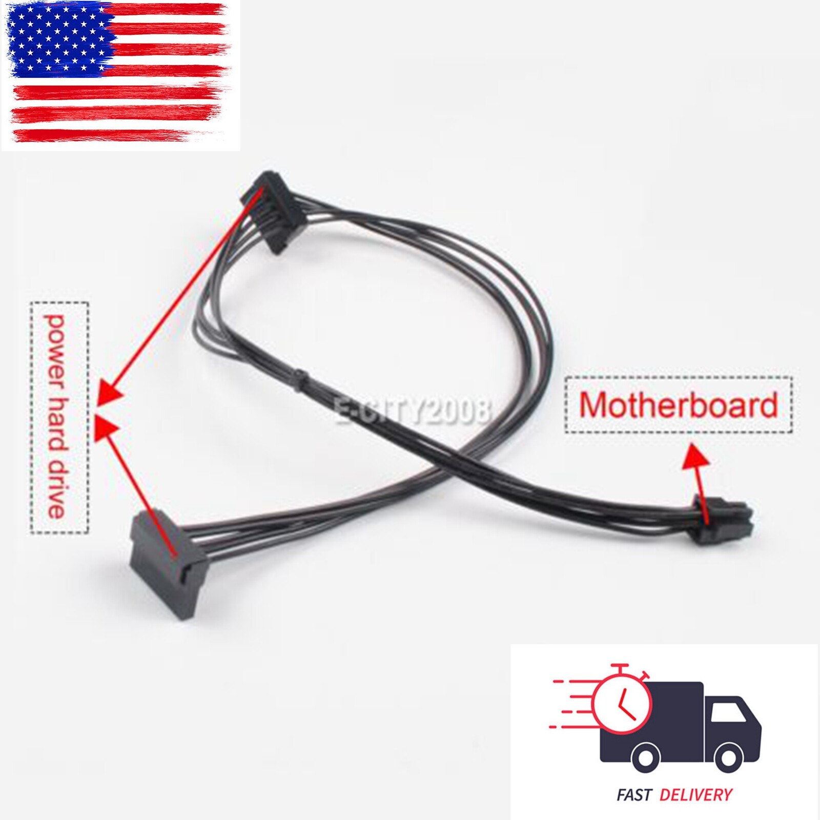 For Dell 3250 3268 3650 3653 Mini 6P to 2 SATA 15P Power Supply Splitter Cable