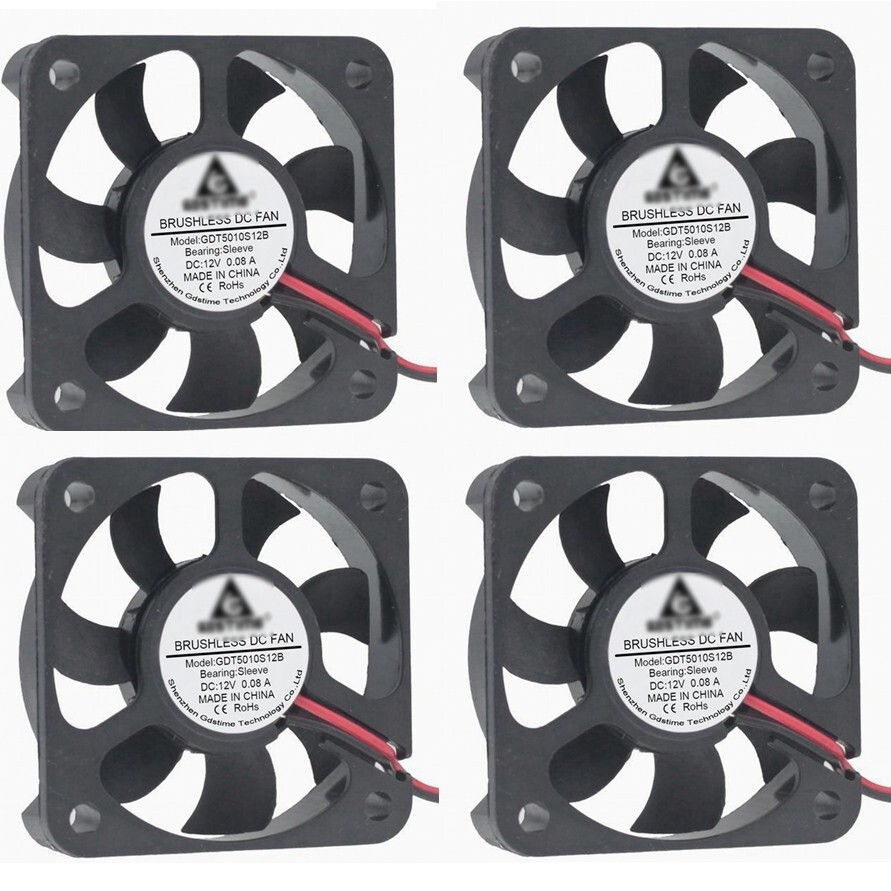 4X 12V 50mm Cooling Fan 50x50x10mm DC PC Computer Case 3D Printer 5010 2Pin A539