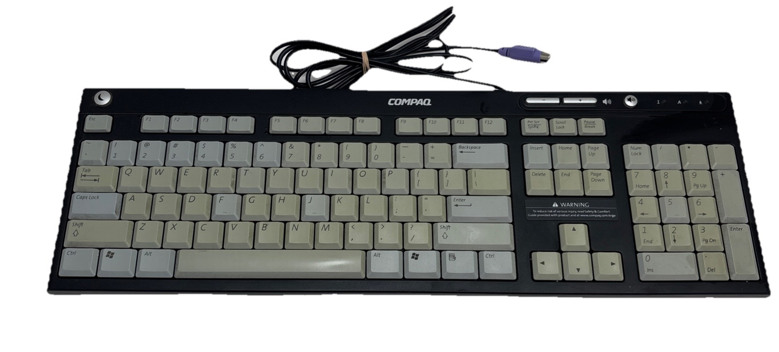 Compaq 5137 Wired PS2 Black & Gray Keyboard OEM Vintage 5188-0989