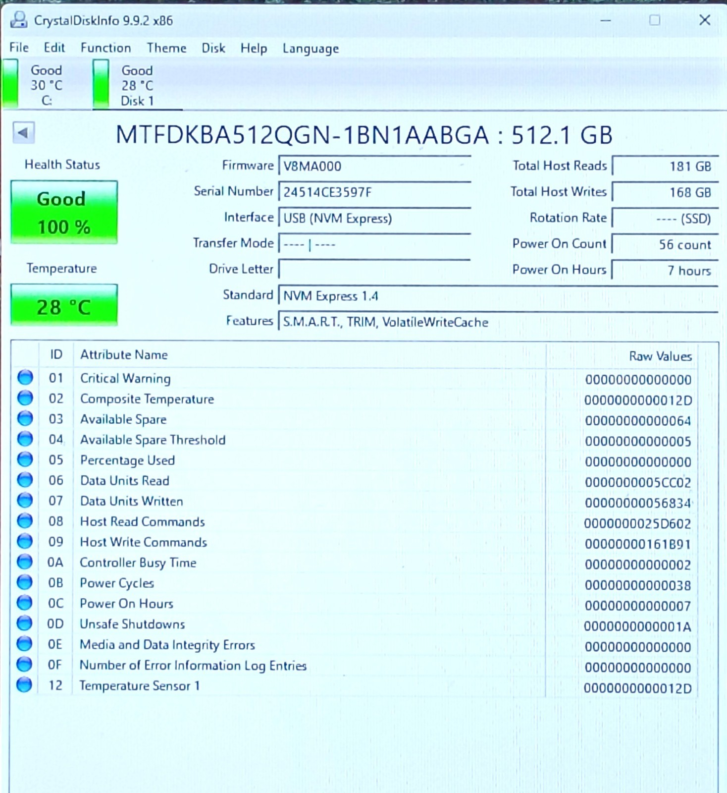 MTFDKBA512QGN -  512GB Micron 2500 NVMe M.2 2280 PCIe Gen 4x4 Internal SSD