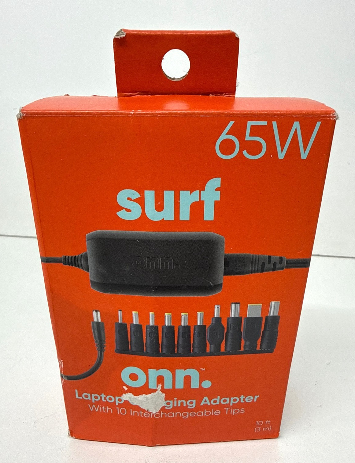 onn 65W Laptop Charger with 10 Interchangeable Tips, 10ft Power Cord, for HP
