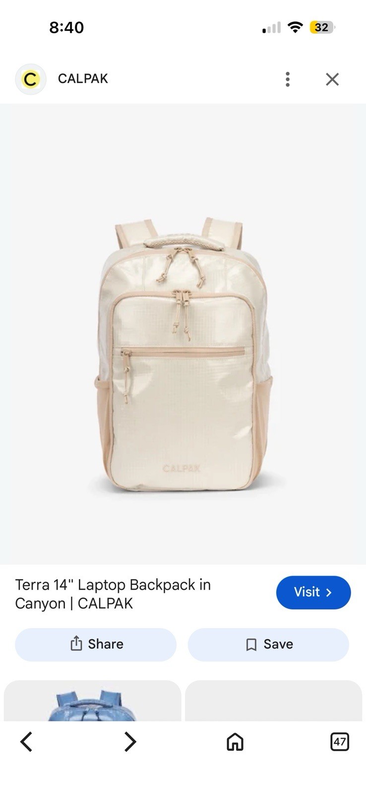 Calpak Terra 14" Laptop Backpack in Canyon White And Pink