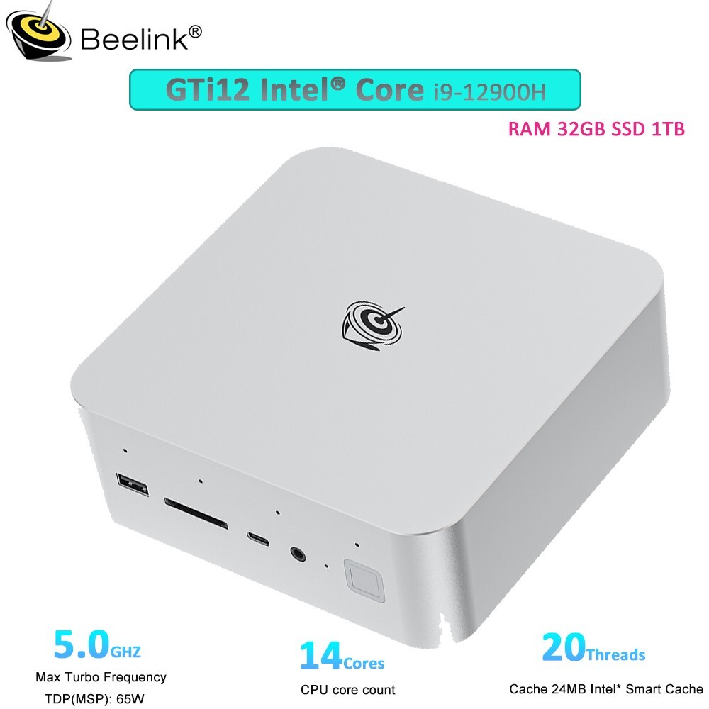 Mini Pc Beelink GTi12 Intel i9-12900H Game Computers RAM32GB SSD1TB Dual LAN2.5G