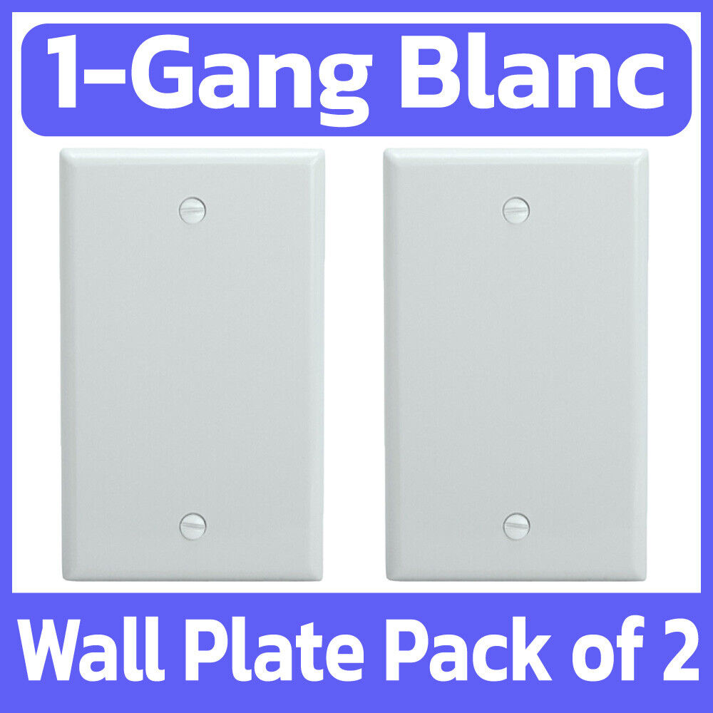 2 Pack Blank Wall Plate 1-Gang White Face Plate No Device Outlet Wallplate Cover