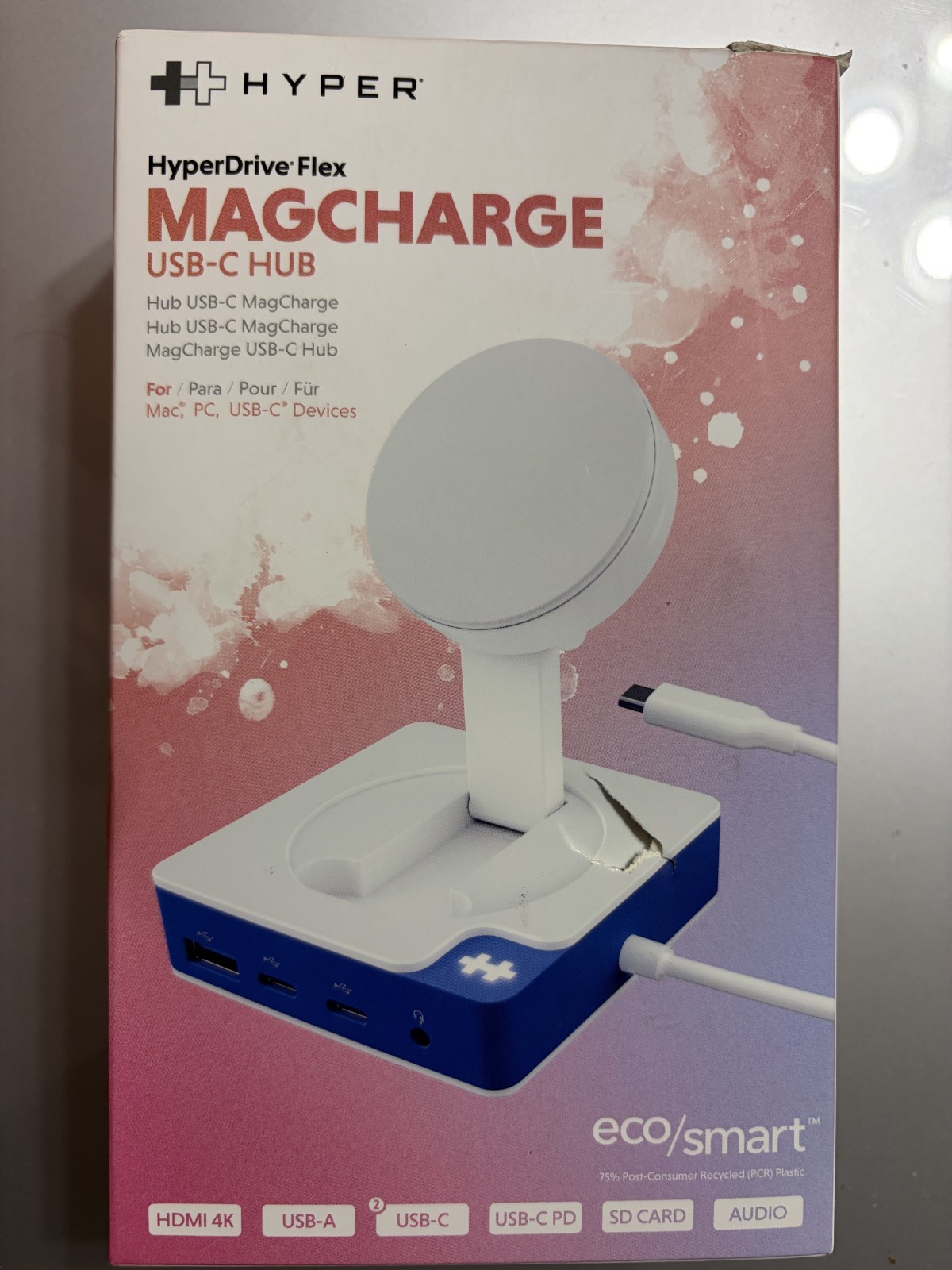 Hyper - HyperDrive Flex MagCharge 5 Port USB-C Hub with Phone Charger - Blue