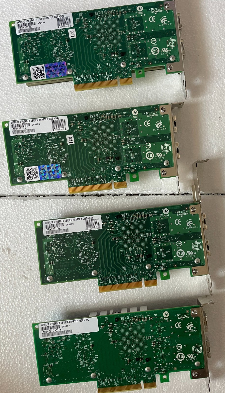 Lot of 4 Intel X520-DA2 10Gb Network Adapter NIC Dual Port E10G42BTDA / 1G05