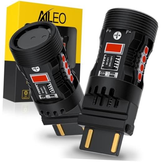 LED Bulb Red with Cooling Fan, 28W 4800LM Super Bright Dual Function Brake 3157