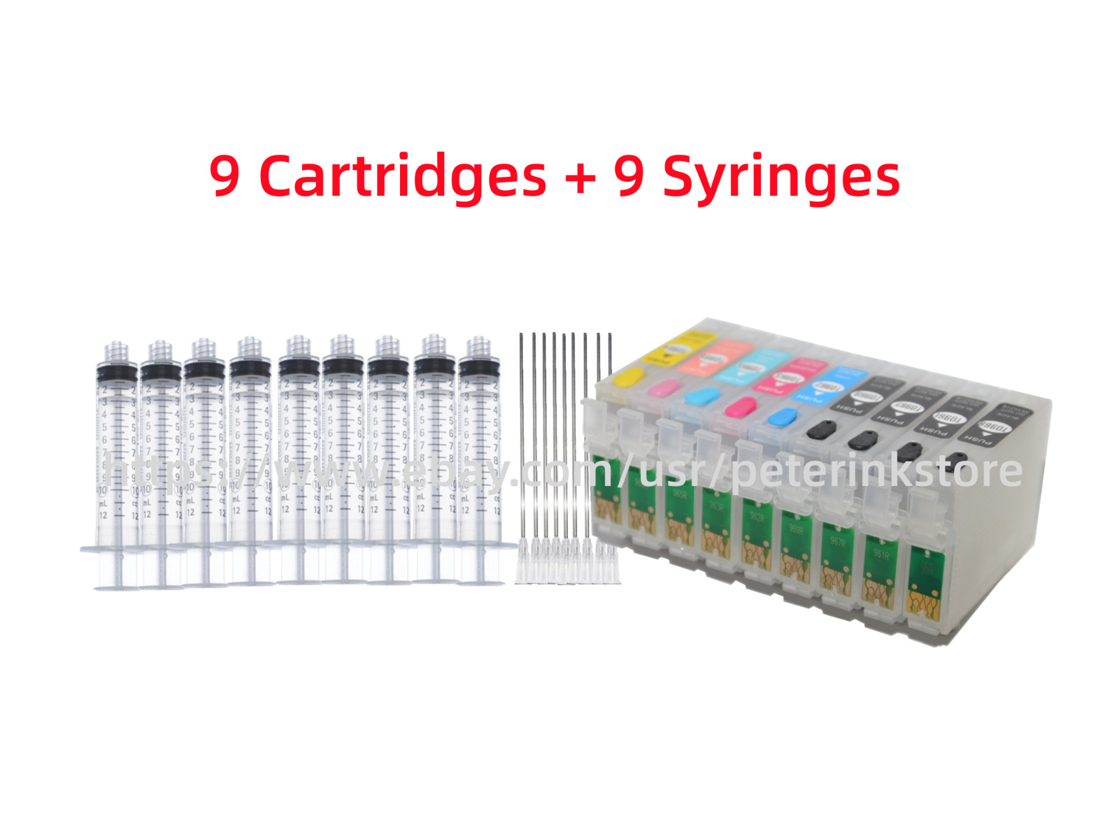 9 Empty Refillable Ink Cartridge kit for Stylus Photo R2880 Printer T096 96