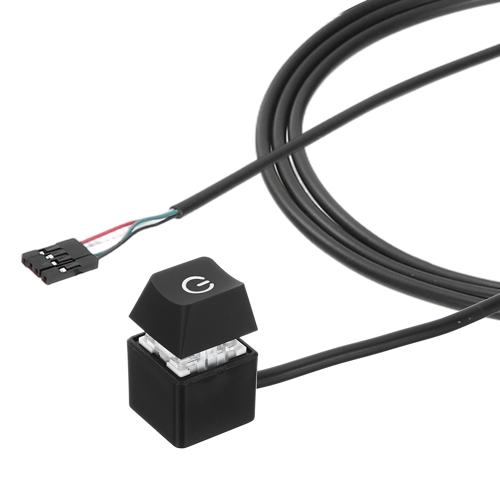 PC Power Button Extention with 70" Cable External Power Switch, Black