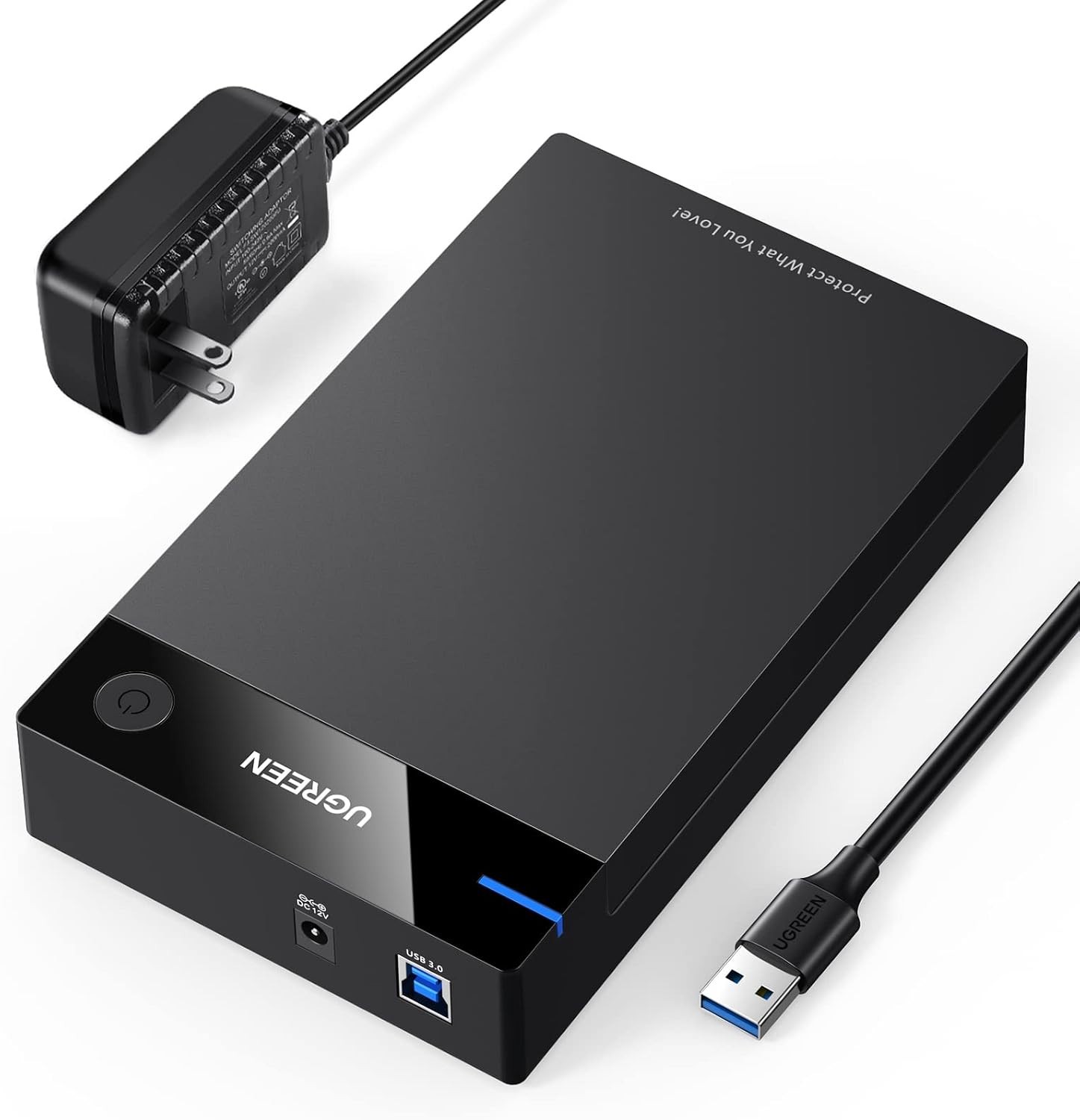 UGREEN External Hard Drive Enclosure for 3.5 2.5 Inch SATA SSD HDD USB Black 