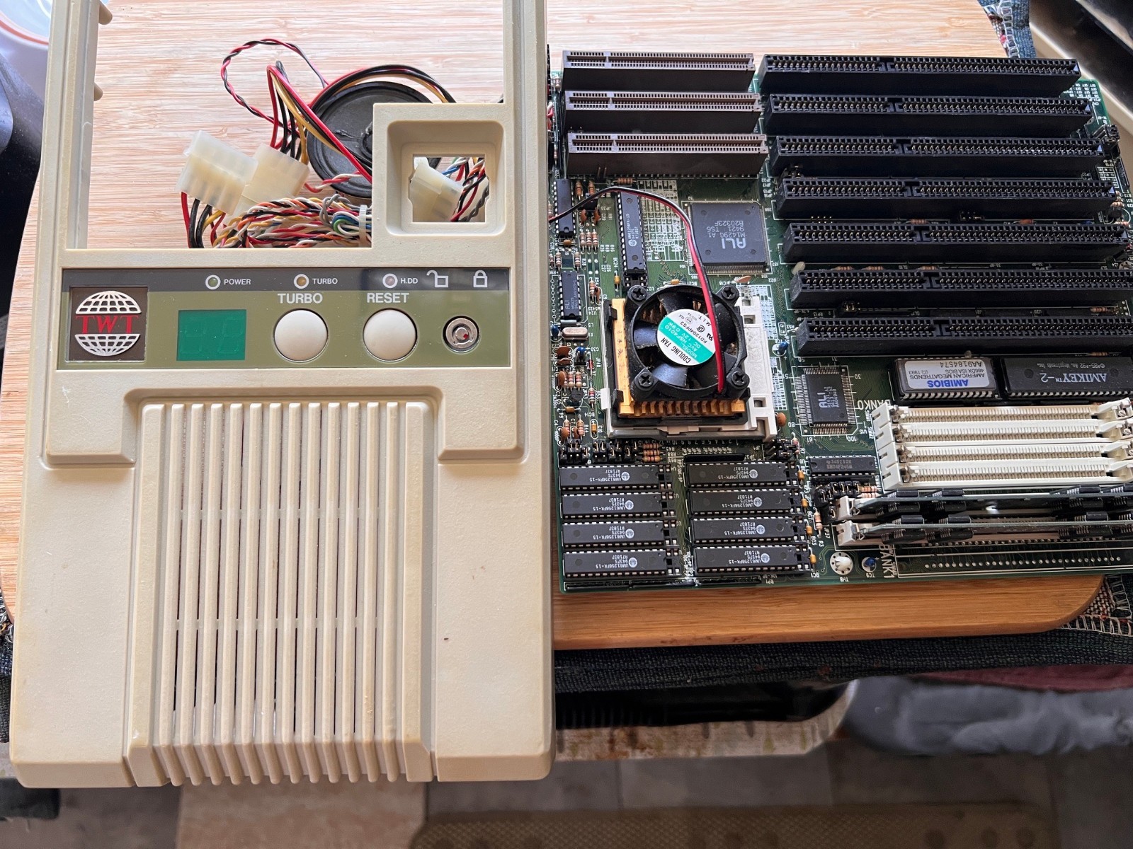 Vintage ECS AL486 Baby AT Motherboard Socket 3 Intel i486 + Front Bezel