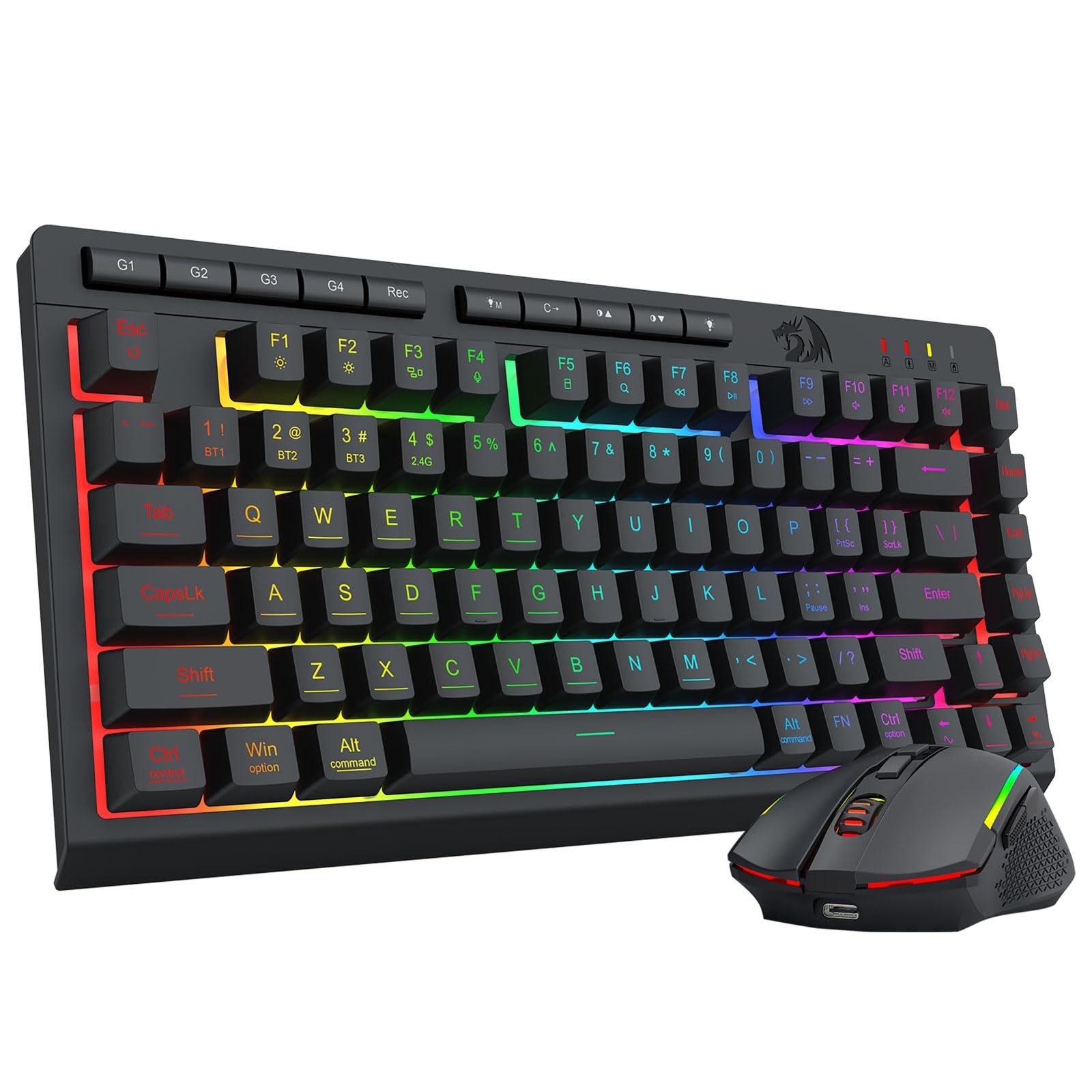 Juego De Teclado Y Raton Inalambrico Với Tres Modos De Conexion De Lujo