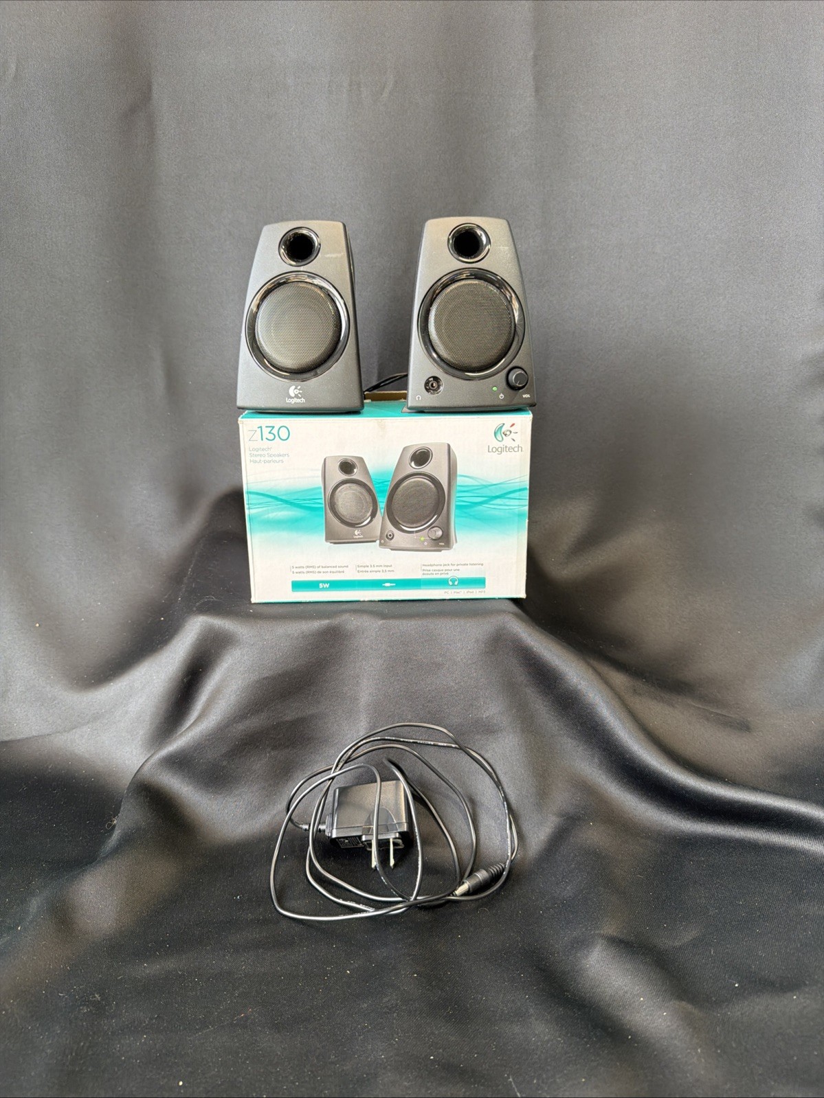 Genuine Logitech Z130 2 Piece Multimedia Stereo Speakers w/ Adapter.