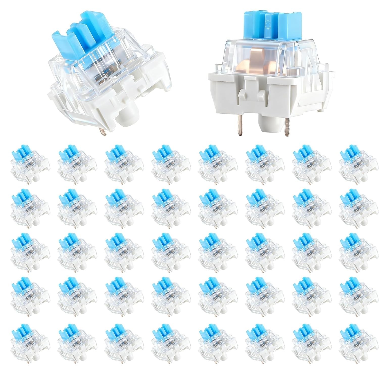 50 Pcs Blue 3 PIN Keyboard Switches Mech Clicky Dustproof Replacement