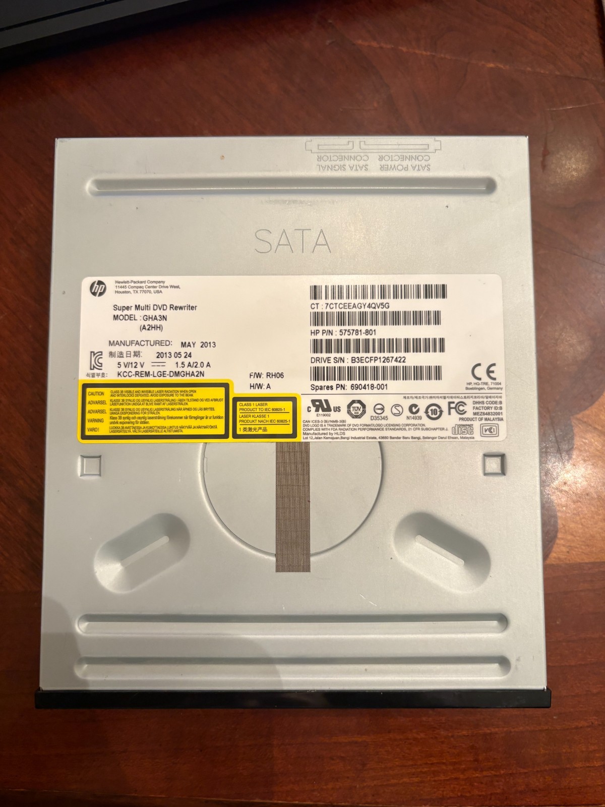 HP GH43N SATA Internal DVD RW Optical Drive 575781-801 Black