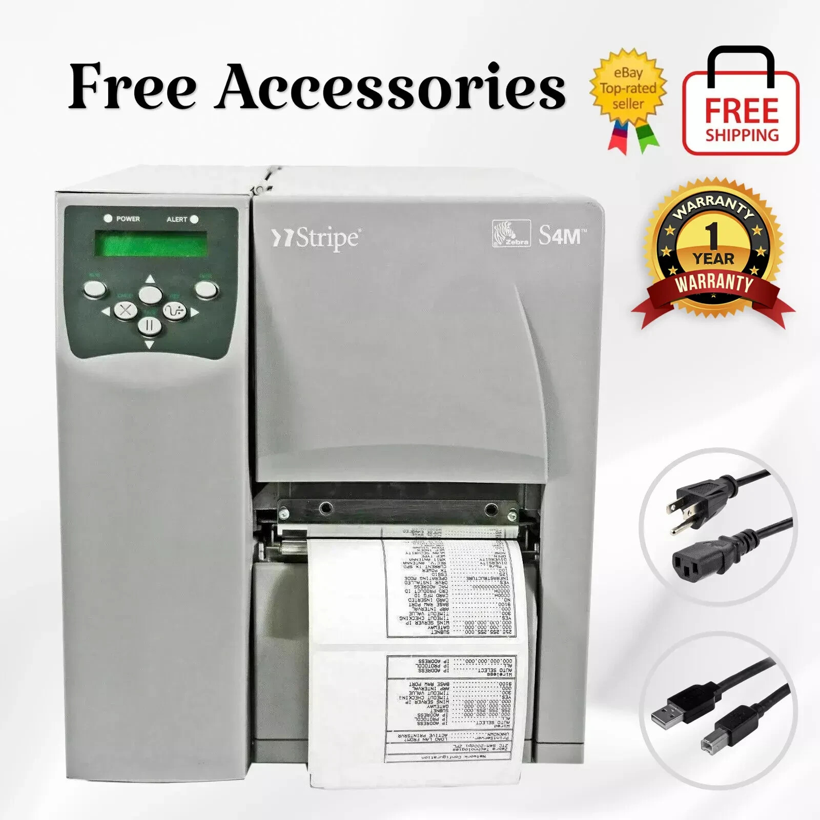 ZEBRA S4M Thermal Transfer Shipping Label Barcode Printer USB Serial Parallel