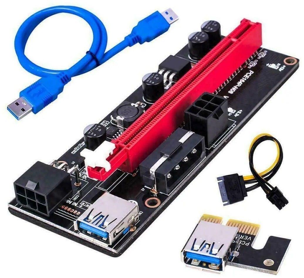 VER009S PCI-E Riser Card PCIe 1x to 16x USB 3.0 Data Cable GPU Mining Lot New 