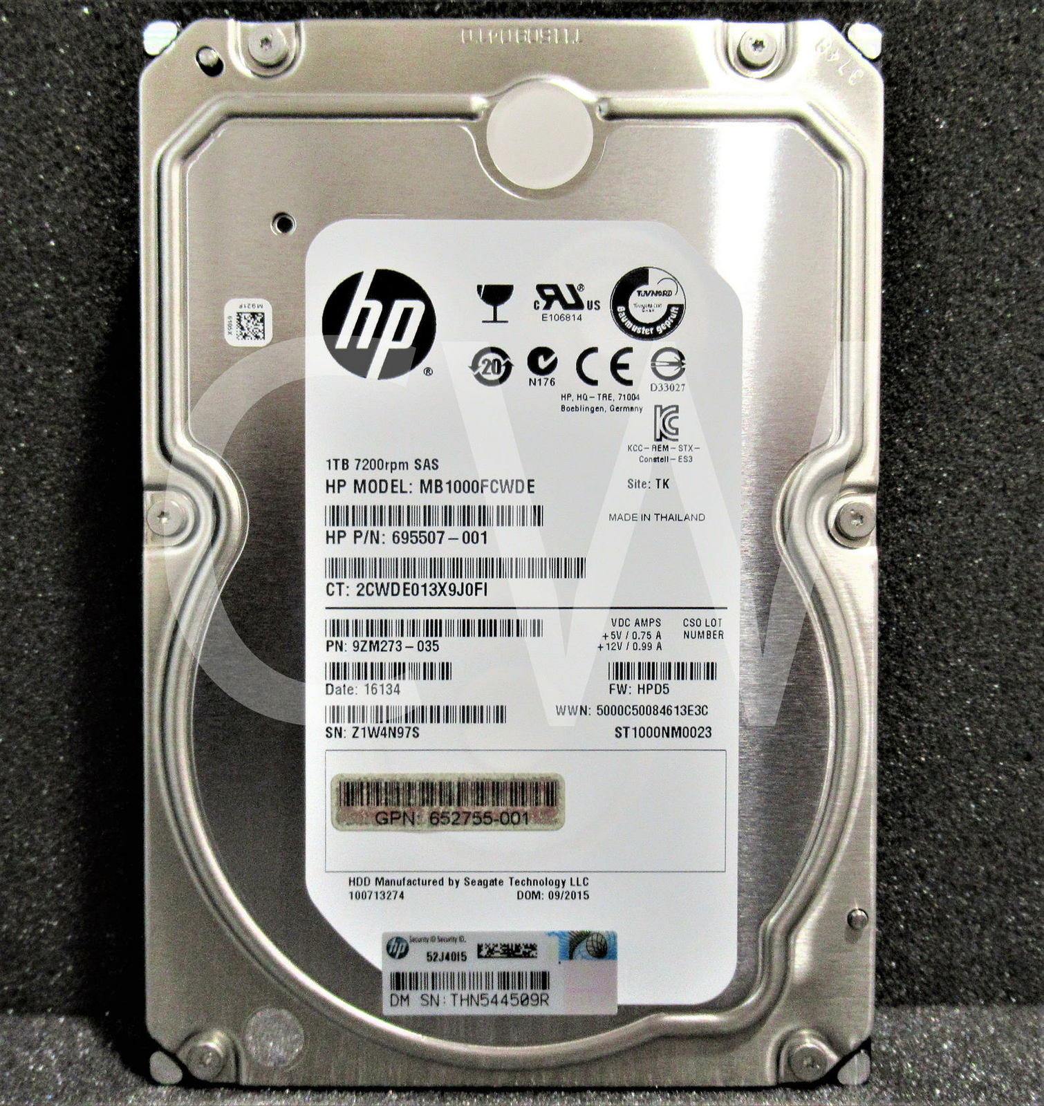 ST1000NM0023 695507-001 HP 1TB 7.2K RPM 6Gbps 3.5in SAS Hard Drive