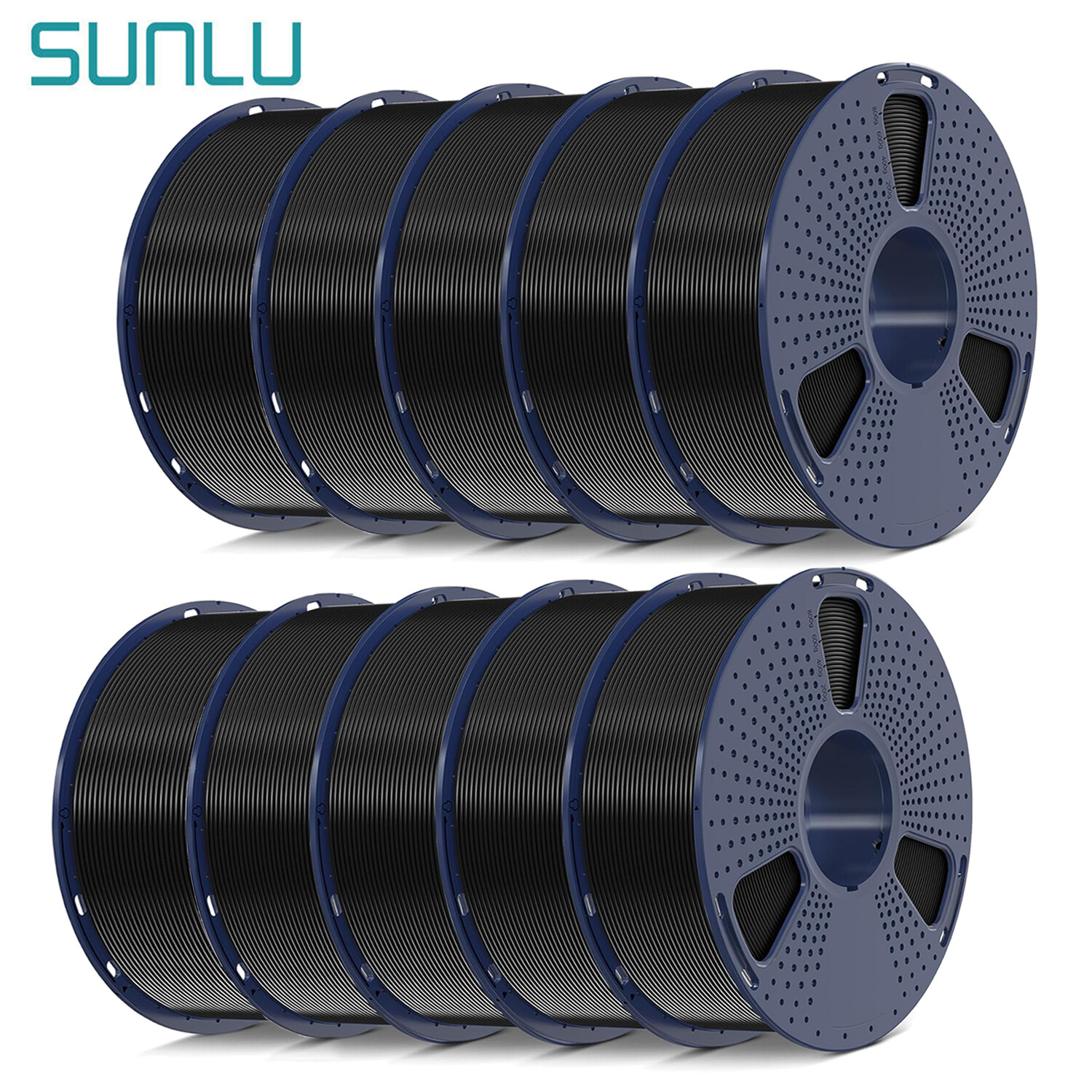 10 * SUNLU PETG 3D Printer Filament 1.75mm 1KG/Spool Vacuum Sealed Package Black