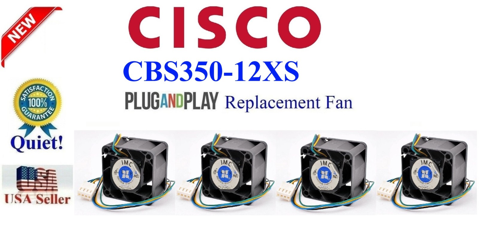 4x Quiet Replacement Fans for Cisco CBS350-12XS