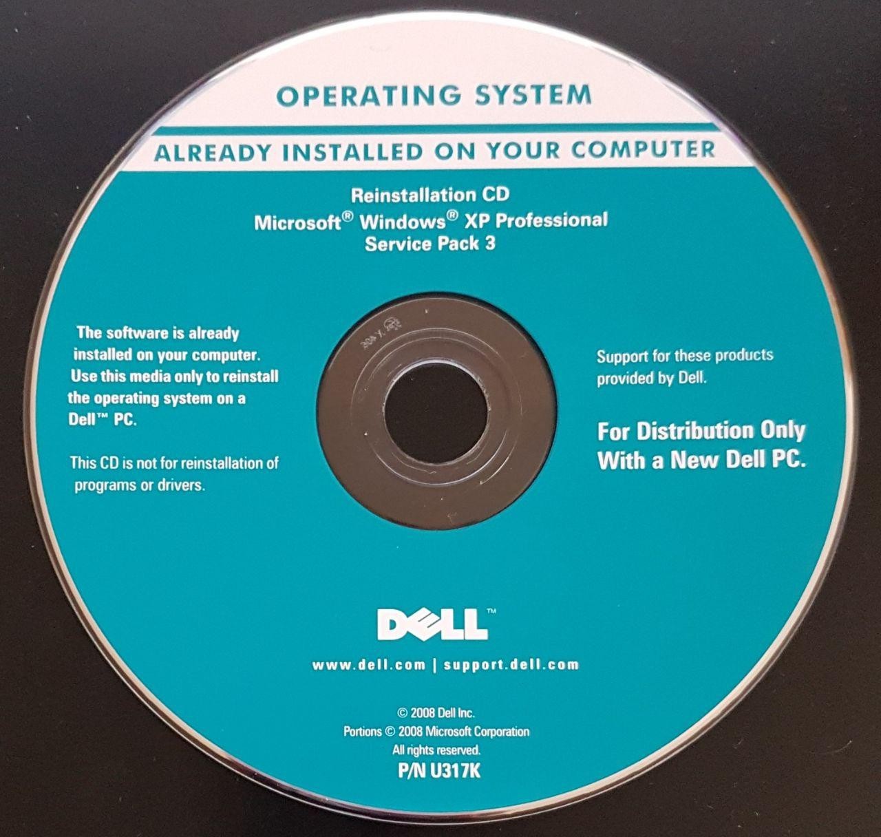Microsoft Windows XP Professional Service Pack 3 Dell Reinstallation CD (04PW6N)