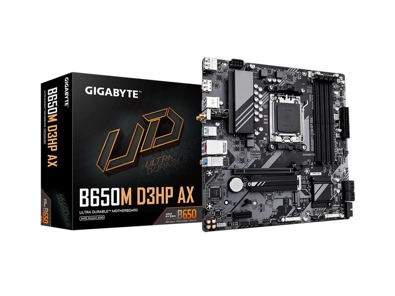 GIGABYTE B650M D3HP AX AM5 LGA 1718 AMD B650 M-ATX DDR5, 2x PCIe 4.0 M.2