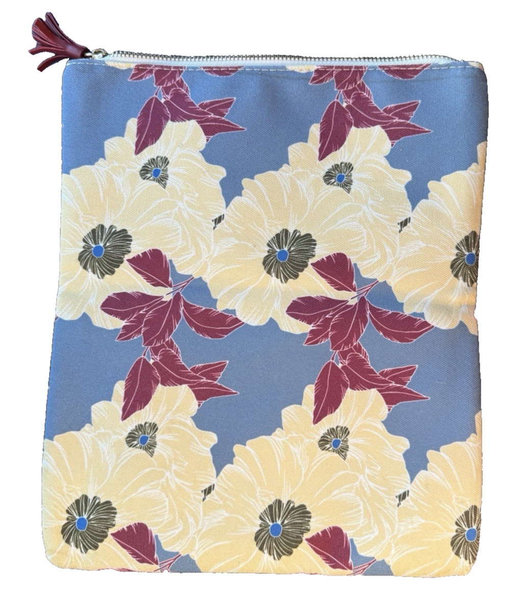 Anthropolgie Rachel Pally Bloom Floral Zippered Clutch / Tablet Tassel 10 x 12"