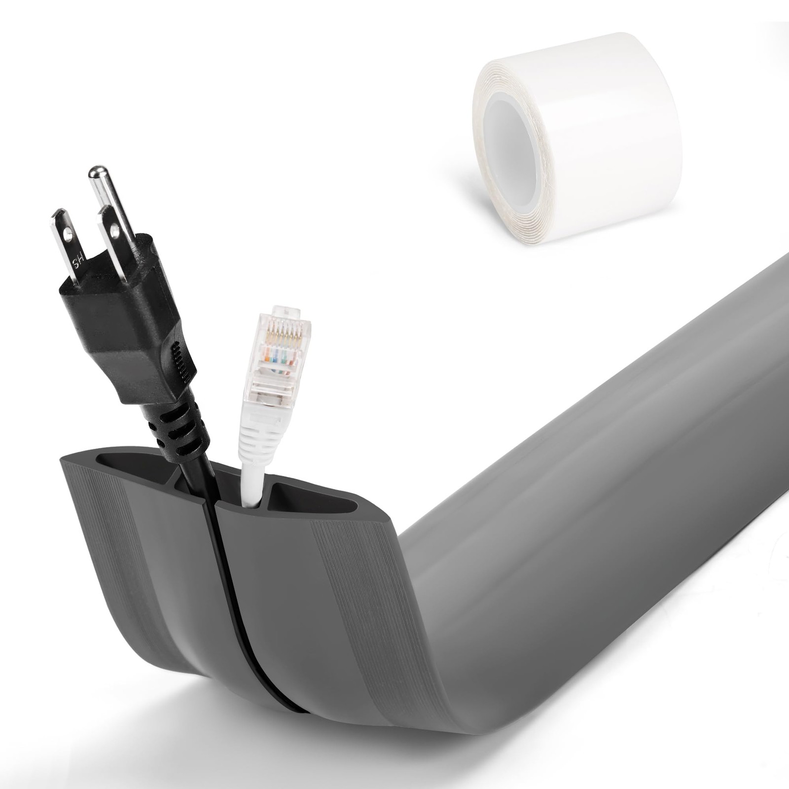 4FT Cord Hider Floor  Grey Floor Cable Hider, Wire Covers for Cords Prevent C...