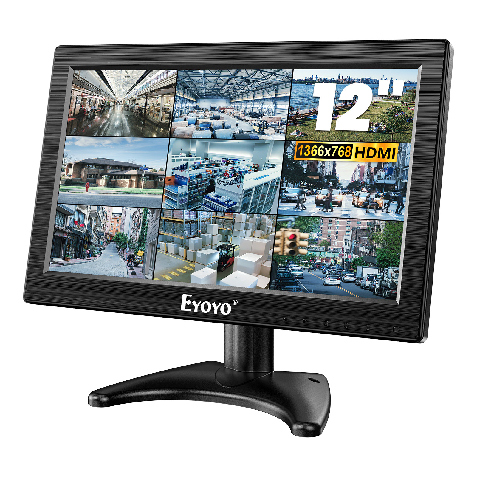 12" 1366x768 HD Gaming Screen Raspi Monitor AV HDMI BNC VGA CCTV Security Moitor