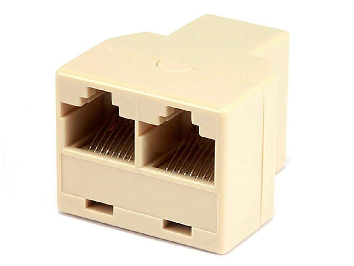 Monoprice T Adapter 8P8C, 1F/2F (107294) 1 Count (Pack of 1), Beige