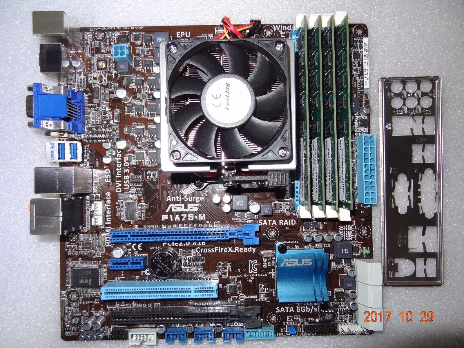 Asus F1A75-M/CM1740/DP_MB REV. 1.03 Socket FM1 Motherboard W/ 8GB Mem+ CPU *T6