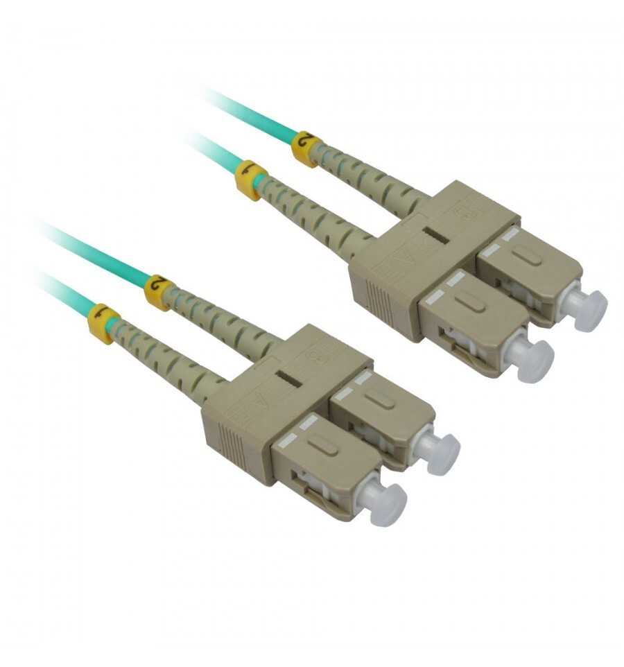 1m SC-SC Duplex 50/125 OM4 Multimode 100GB Fiber Patch Cable OFNR Aqua Optic 3FT
