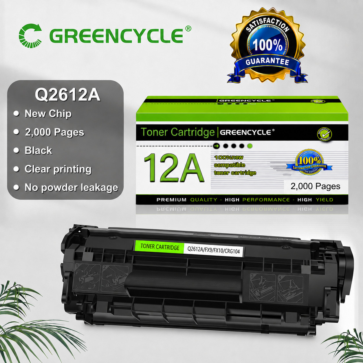 Q2612A Black Toner Cartridge For HP 12A LaserJet 3052 3055 1022n 3015 High Yield