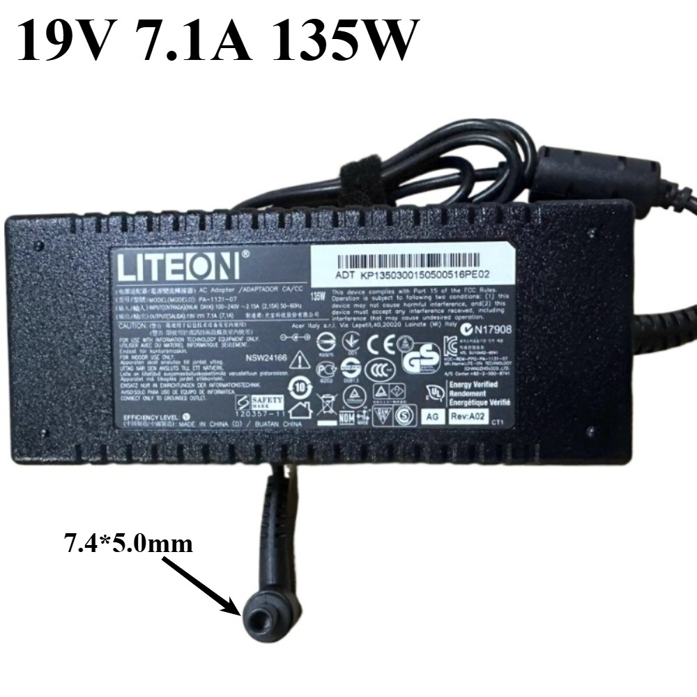 Genuine LiteOn 19V 7.1A 135W AC Power Adapter PA-1131-07 Charger 7.4*5.0mm Tip